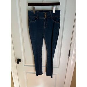 D.Jeans navy blue skinny jeans 10 wide waist band, 3 button closure
